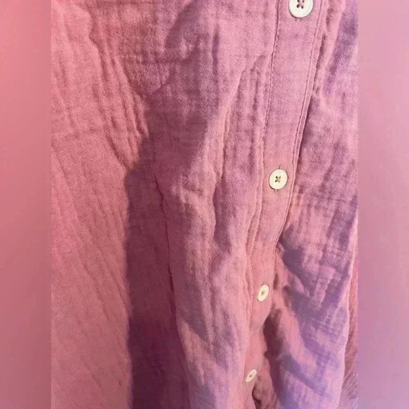 Madewell Pink Lightspun Cover Up Oversized Short Sleeve Shirt Dress Size Medium - Picture 6 of 9